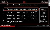 Display MMI: impostazione timer